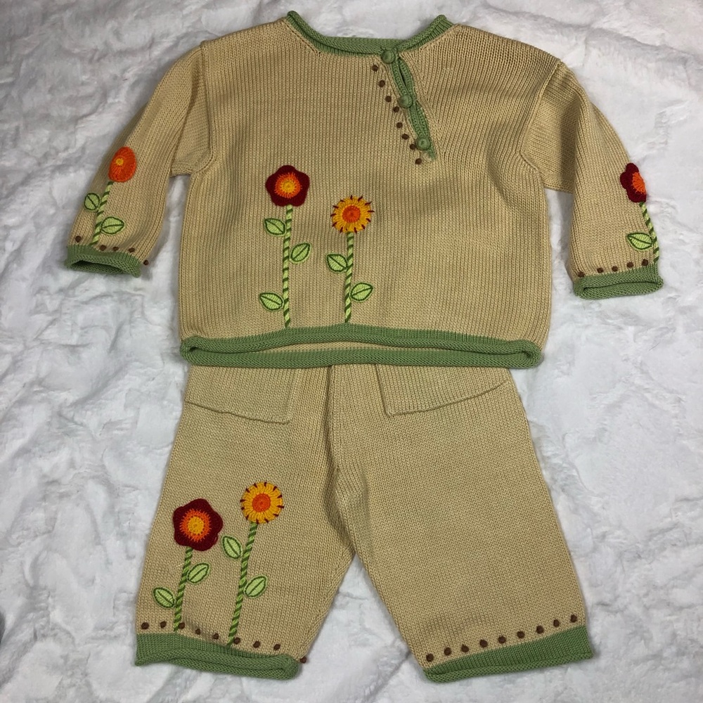 Zackali 4 Kids Red Flowers Knit Outfit size 3/4 - Picture 3 of 13